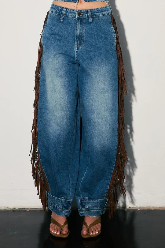 Fringe Baggy Jeans