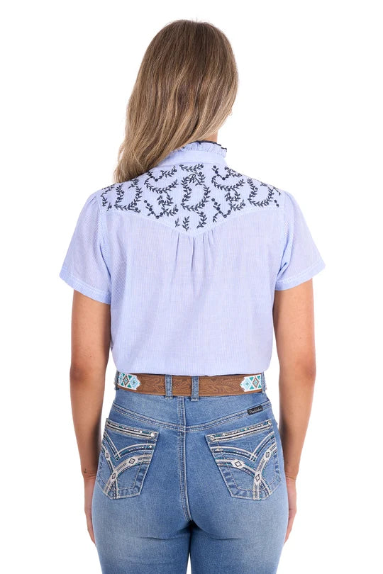 Pure Western Womens Kara S/S Shirt - Blue