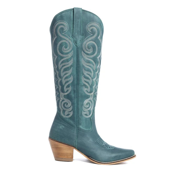 Side view of Deep Turquoise Myra Nalejandra boot