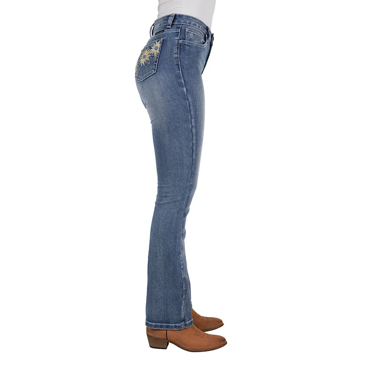 Pure Western Womens Amy High Rise Boot Cut Jean 32L - Retro Blue