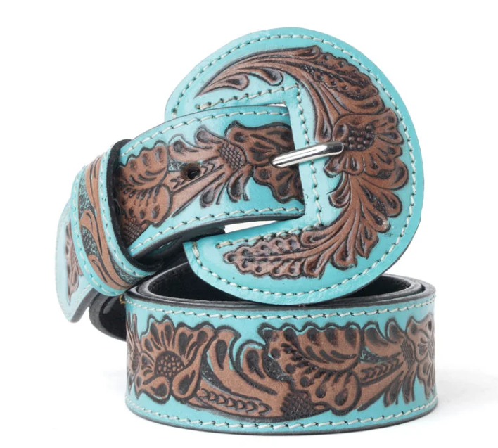 Barrel Bloom Leather Belt in Mahogany Brown