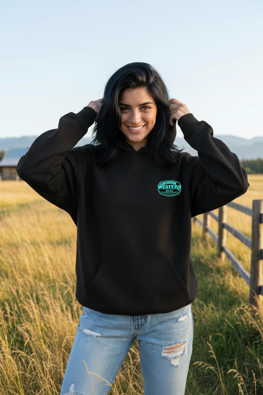 Black Hoodie Army Green Logo