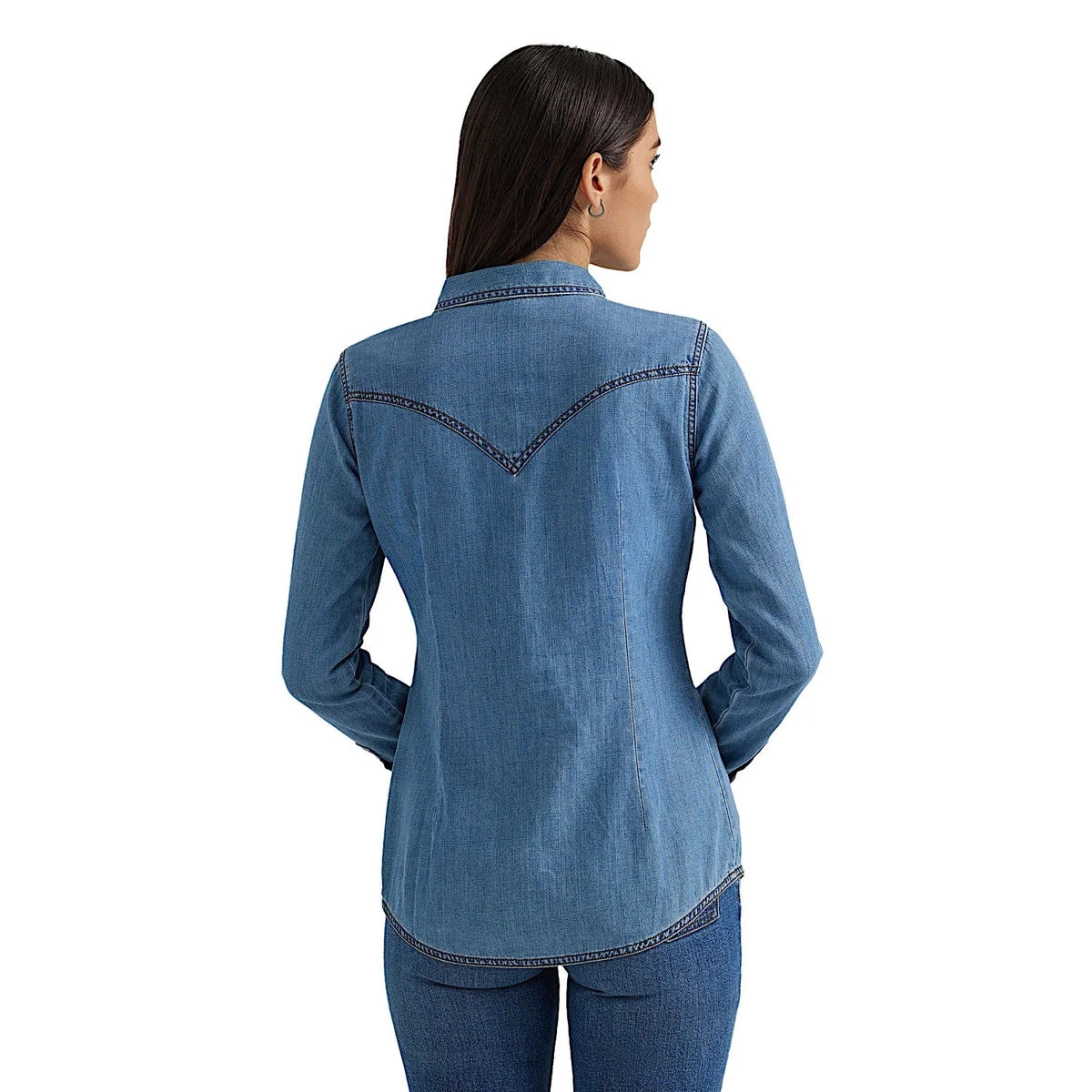Wrangler Womens Classic Fit Denim Shirt - Mid Denim
