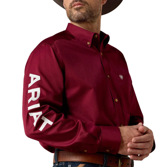 Ariat Men's Team Logo Twill Classic Fit Shirt - Burgundy