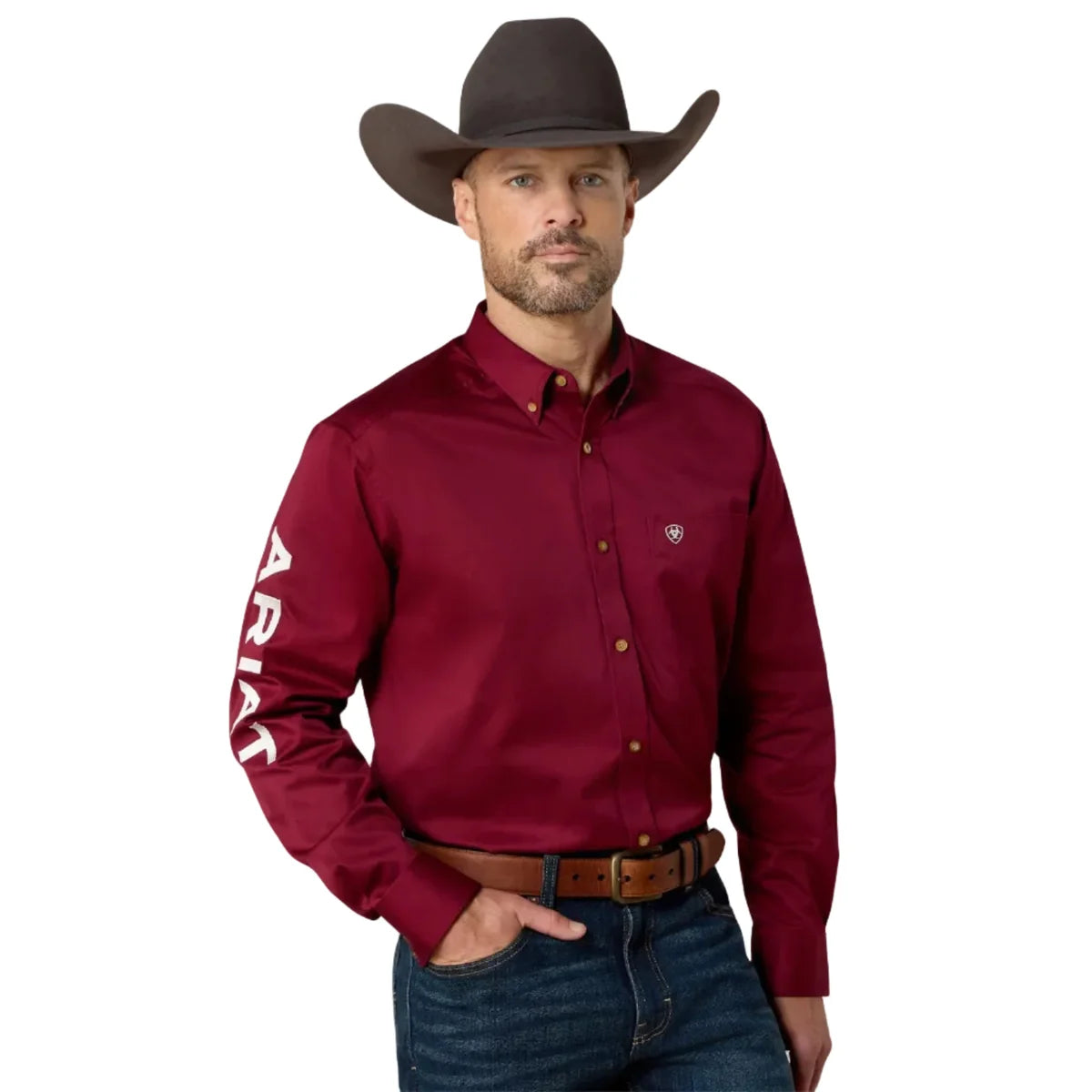 Ariat Men's Team Logo Twill Classic Fit Shirt - Burgundy