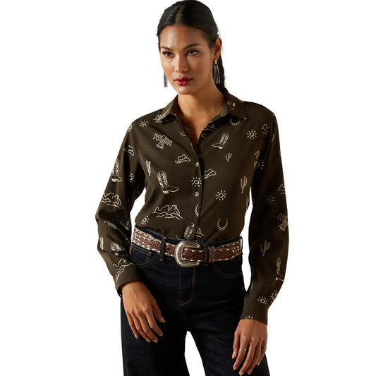 ARIAT - WOMENS HOMESTYLE LS SHIRT LAYLA PRINT