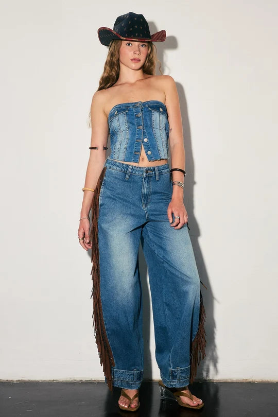 Fringe Baggy Jeans