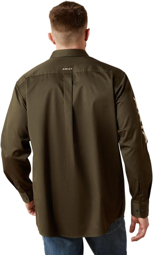 Ariat Men's Team Logo Twill Classic Fit Shirt - Olive/Khaki
