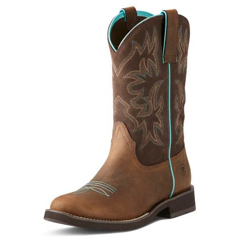 Ariat Women's Delilah Round Toe Boots - Distressed Brown / Fudge Brown