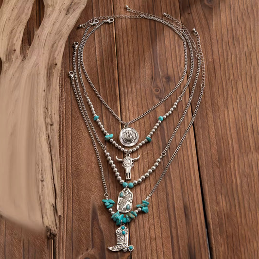 4 Piece Vintage Cowboy Jewellery Set