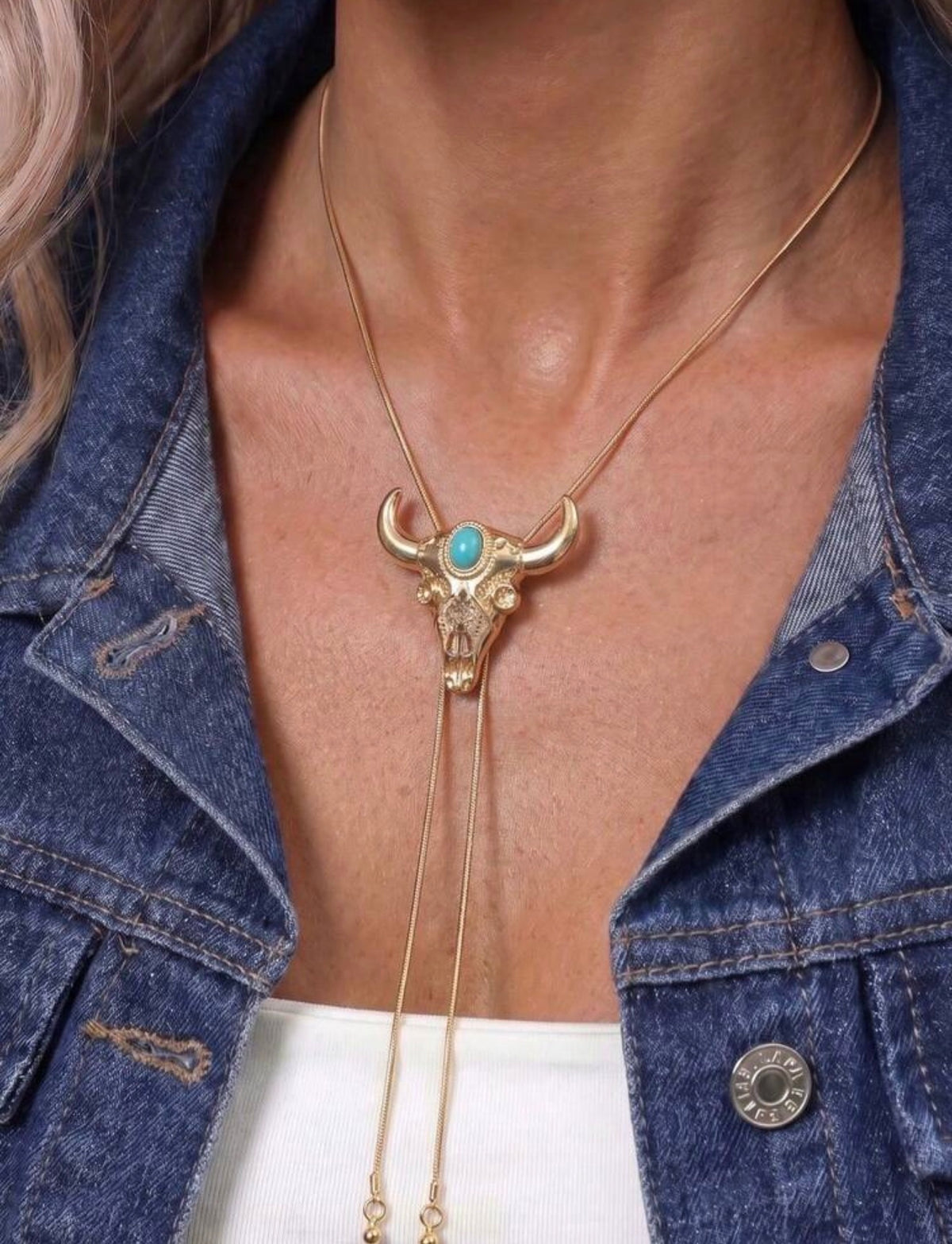 Gold Western Bull Head Bolo