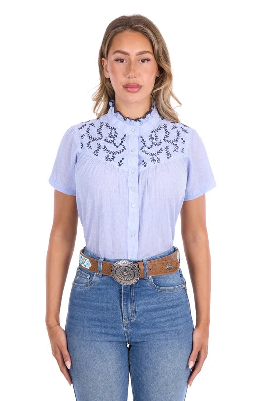 Pure Western Womens Kara S/S Shirt - Blue