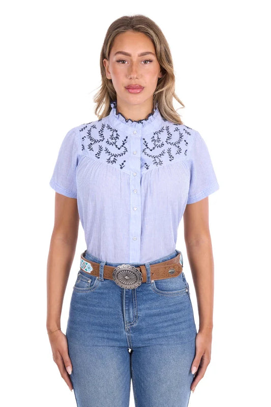 Pure Western Womens Kara S/S Shirt - Blue
