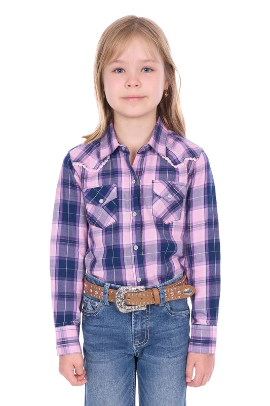Pure Western Girls Arleen Check Western Long Sleeve Shirt