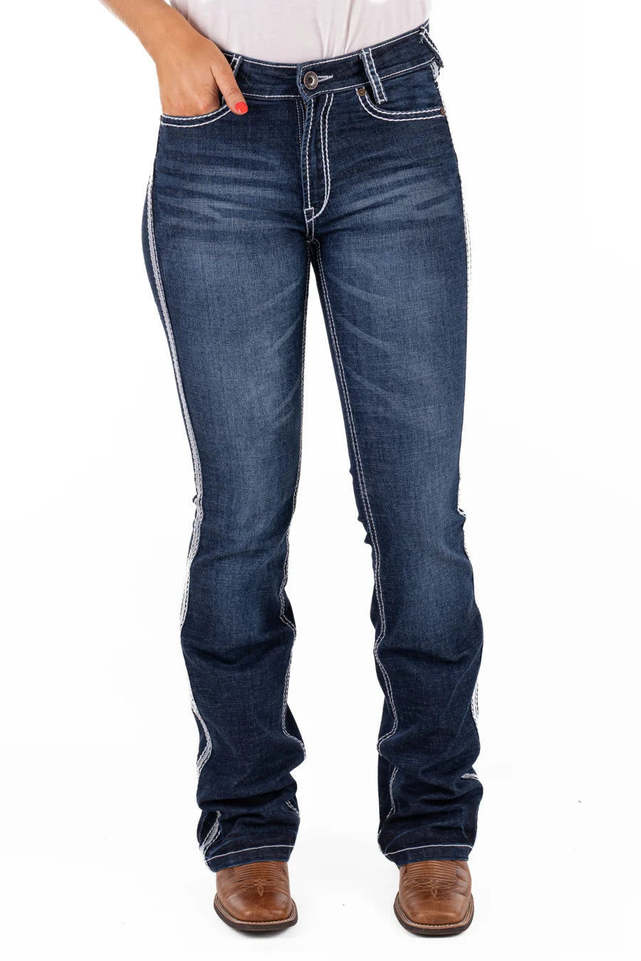 Ultra High Rise - SR2244 Core Range White Stitch Jean