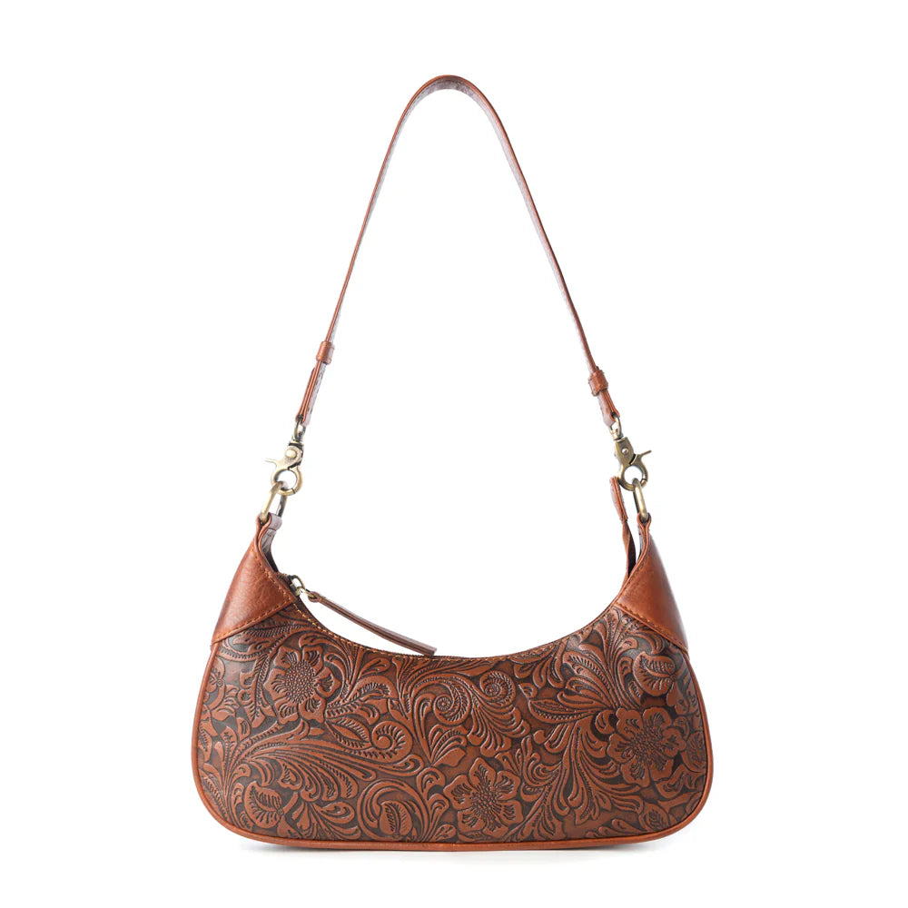 Myra Heritage Vine Embossed Leather Bag