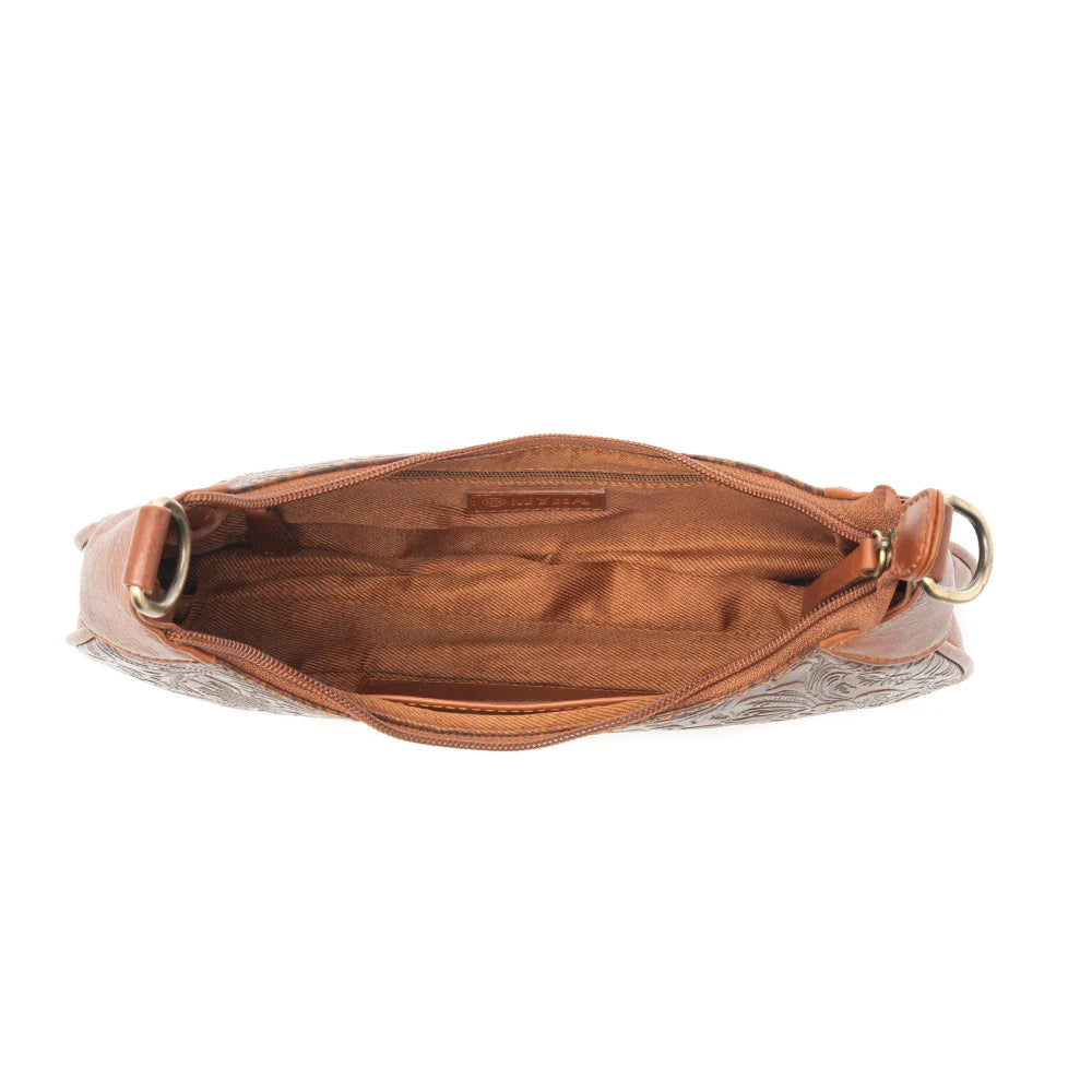 Myra Heritage Vine Embossed Leather Bag