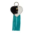 Myra Priceless Love heart-shaped hair-on hide key fob with turquoise leather fringe