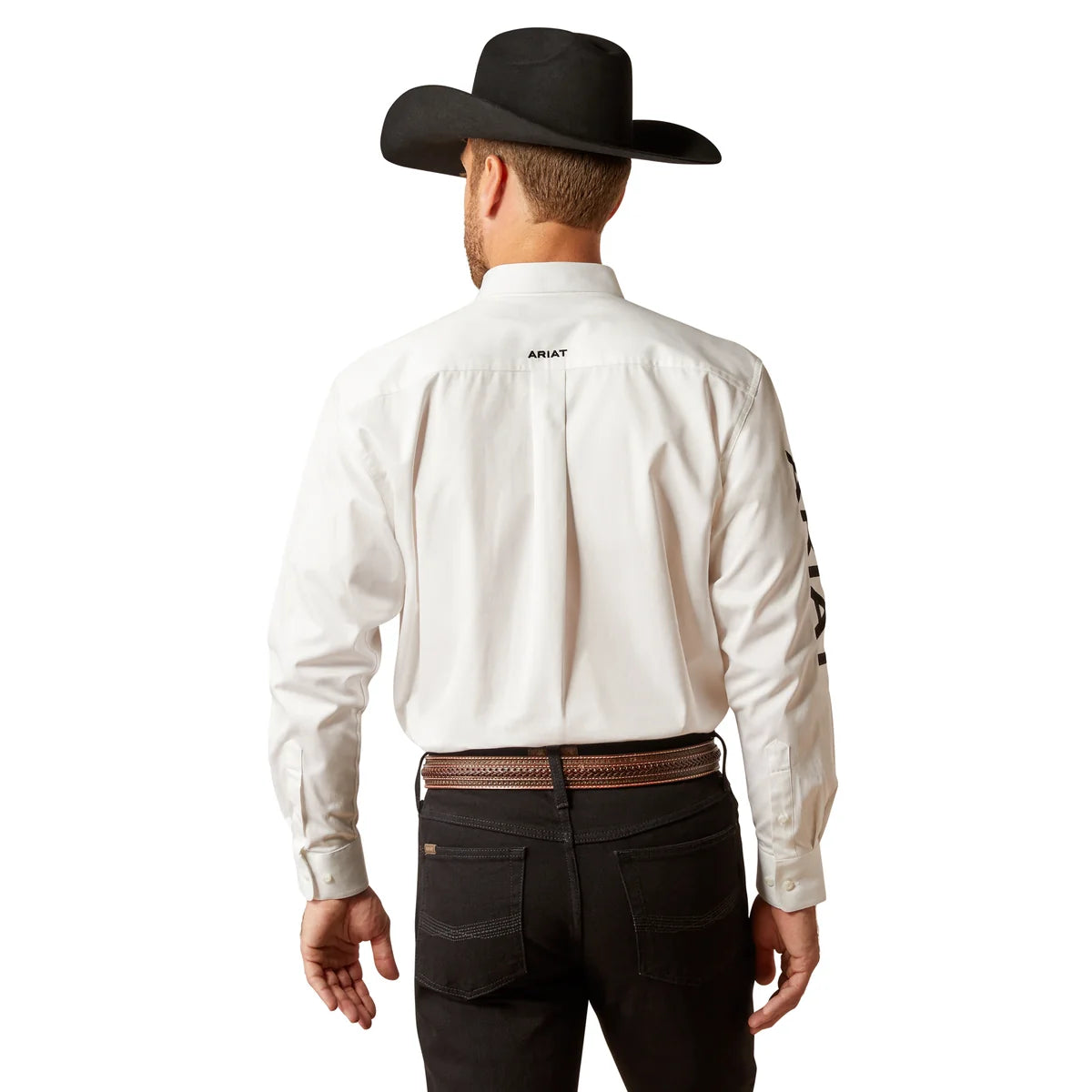 Ariat Men's Team Logo Twill Classic Fit Shirt - White / Black