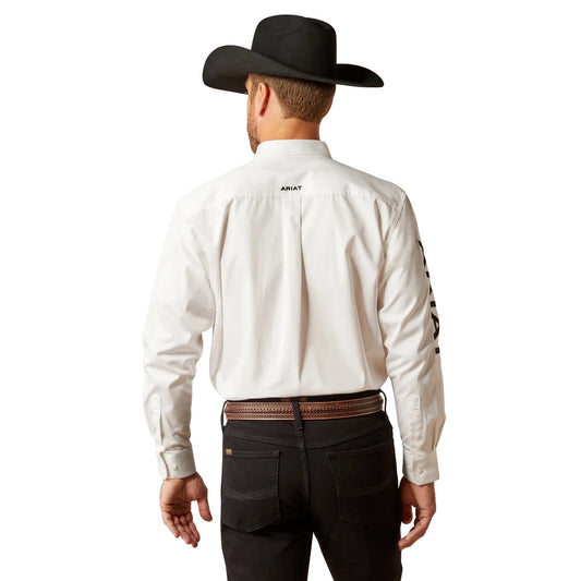 Ariat Men's Team Logo Twill Classic Fit Shirt - White / Black