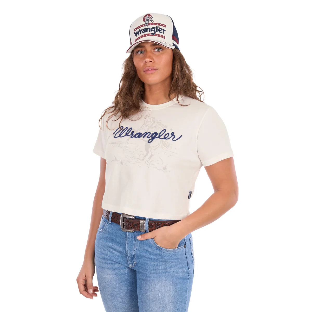 Wrangler Womens Cindy Crop S/S Tee White/Cream