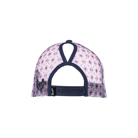 Wrangler Bella High Profile Ponytail Trucker Cap - Navy / Pastel Pink