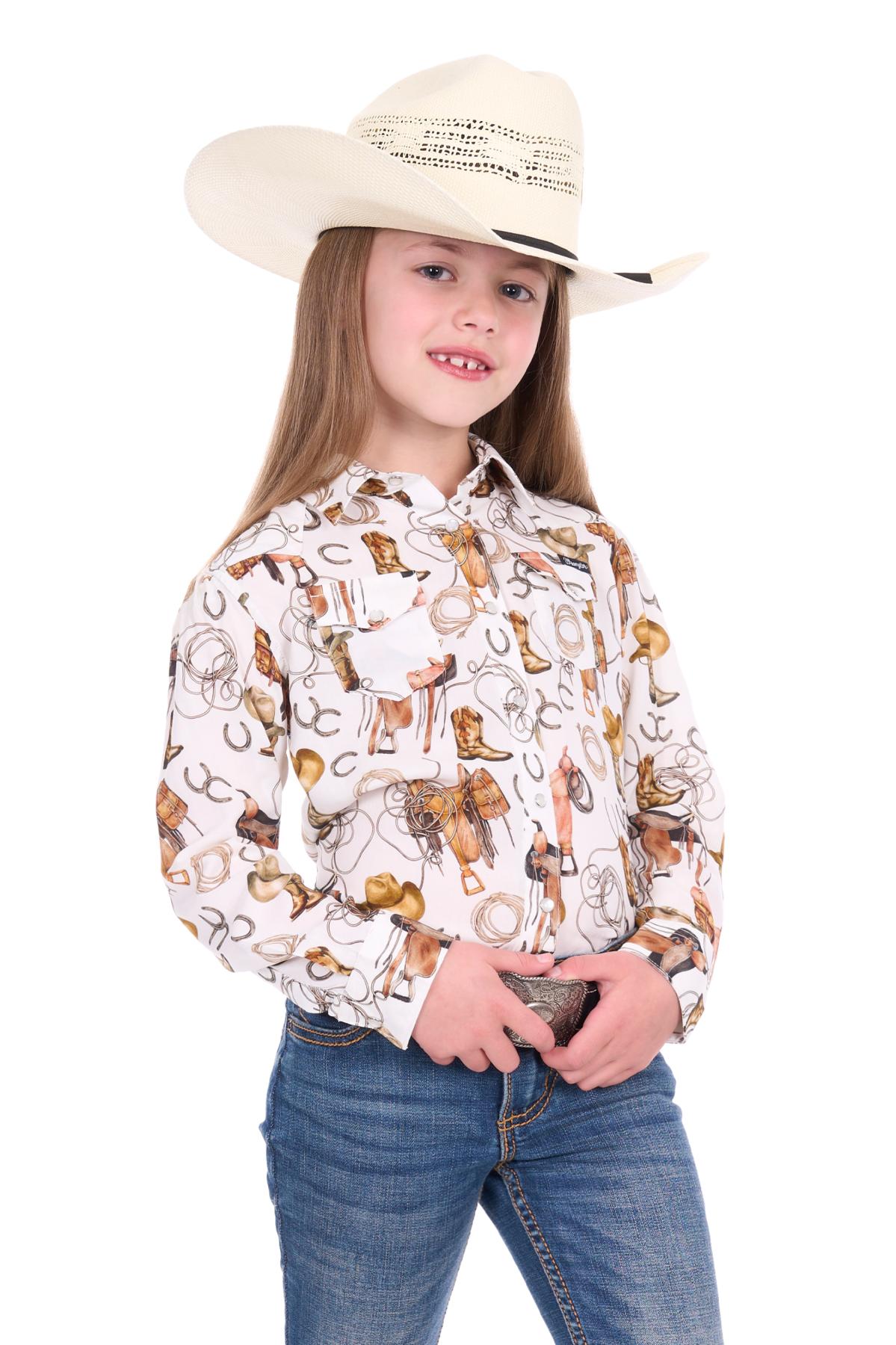 Girl's Wrangler Marilyn Print Western Long Sleeve Shirt