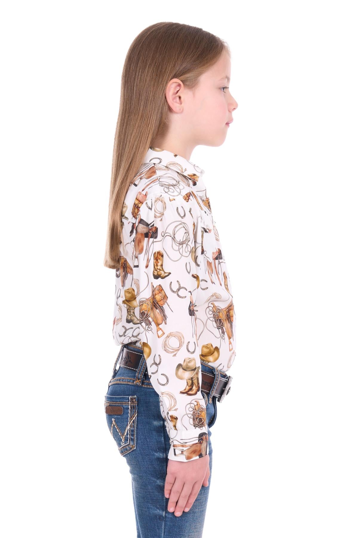 Girl's Wrangler Marilyn Print Western Long Sleeve Shirt