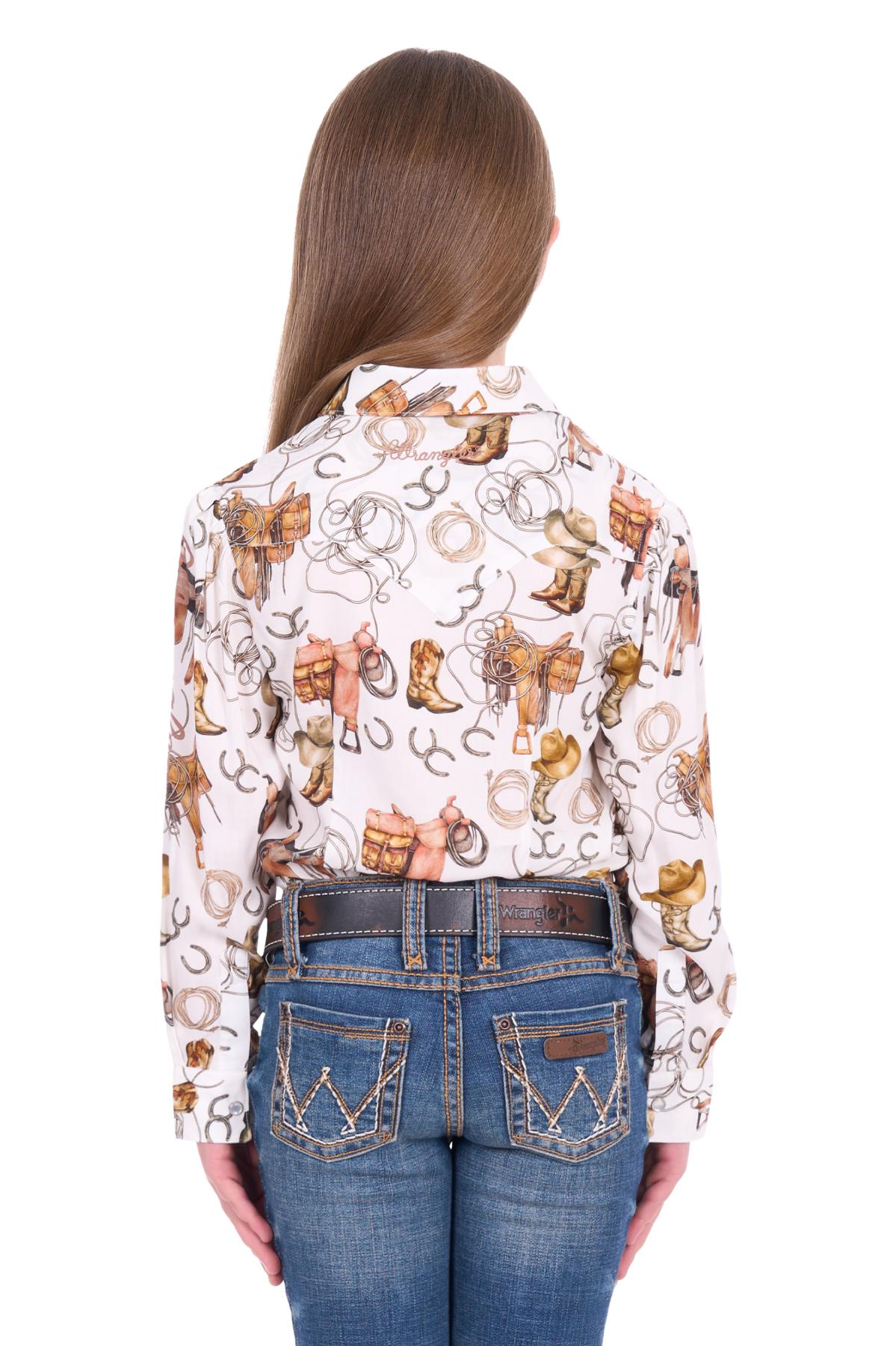 Girl's Wrangler Marilyn Print Western Long Sleeve Shirt