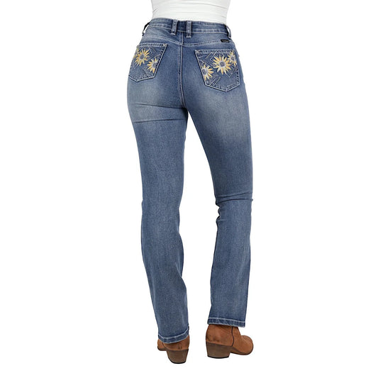 Pure Western Womens Amy High Rise Boot Cut Jean 32L - Retro Blue