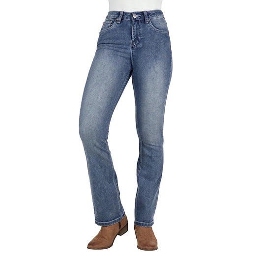 Pure Western Womens Amy High Rise Boot Cut Jean 32L - Retro Blue