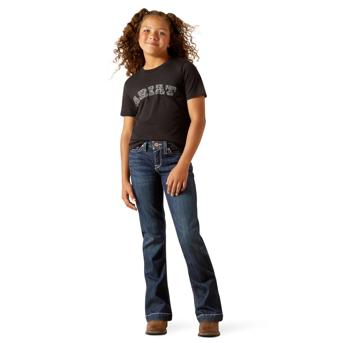 Ariat Girl's Boot Stitch Logo Tee - Black