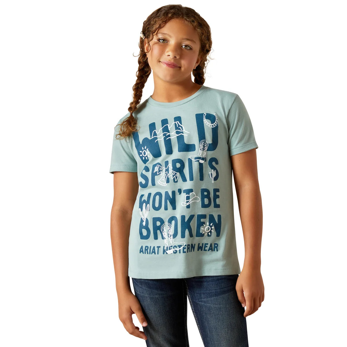 Ariat Girl's Wild Spirits Tee - Rivergreen