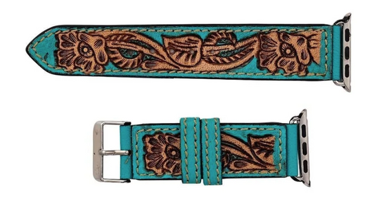 Open Sky Hand-Tooled Leather Watchband
