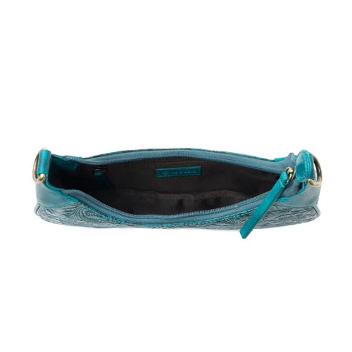 Myra Heritage Vine Embossed Leather Bag for Women – Turquoise