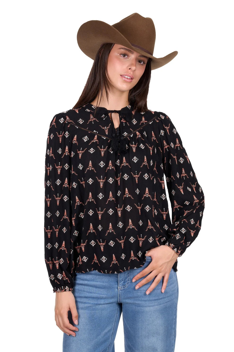 Wrangler Womens Lucille L/S Blouse - Black