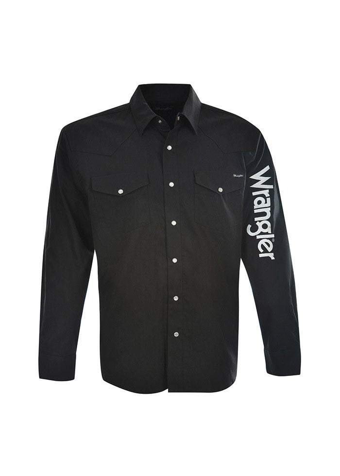 MENS LOGO RODEO LS DRILL SHIRT black