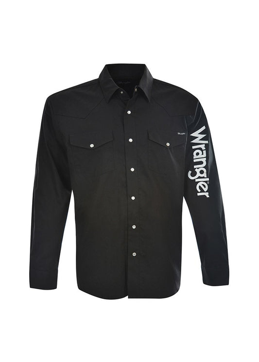 MENS LOGO RODEO LS DRILL SHIRT black