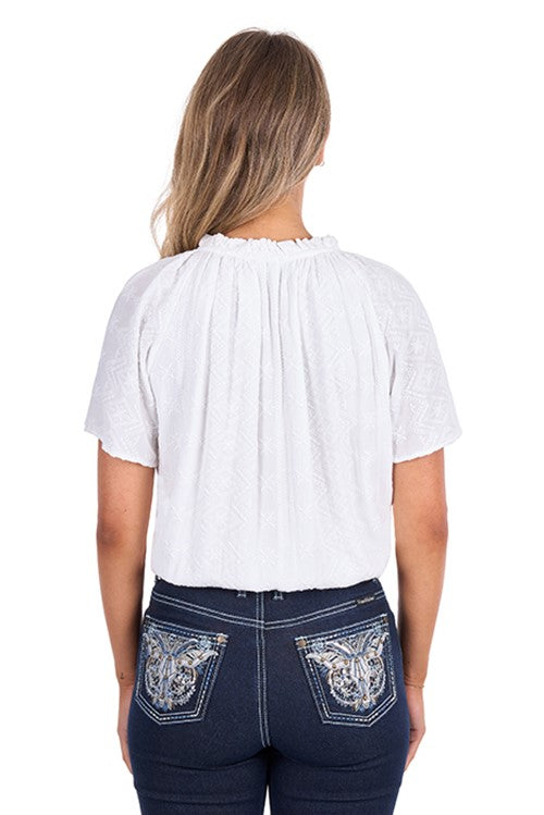 Pure Western Womens Piper S/S Blouse - White