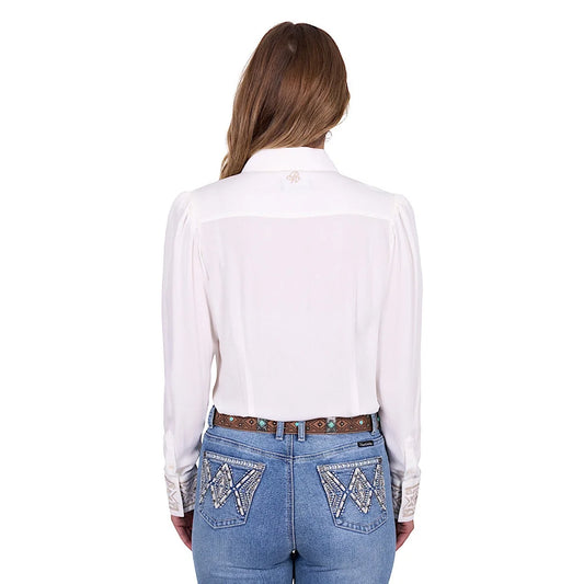 Pure Western Womens Monica L/S Shirt - Off White