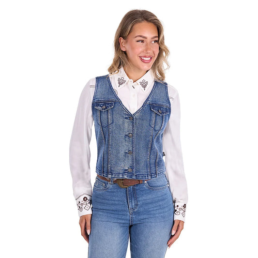 Pure Western Womens Natasha Vest - Chambray