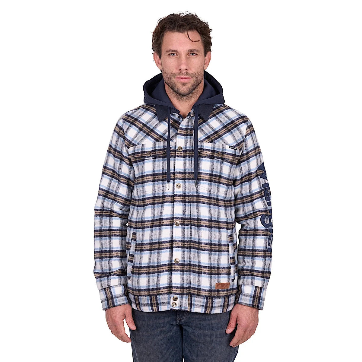 Wrangler Men's Mitchell Logo Shirt Jacket - Blue/White